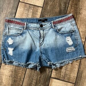Forever 21 Light Blue Jean Shorts with Red Details